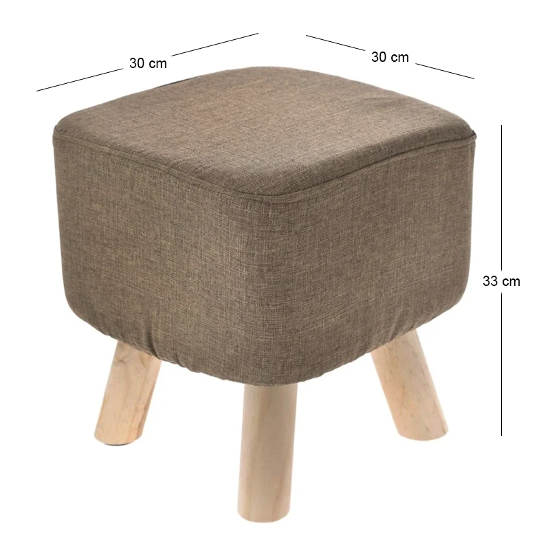 WOODEN STOOL WITH BROWN CUSHION TOP 30X30Χ40CM