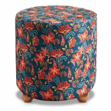 Nergis Megapap cylinder fabric stool in multicolor color 40x40x40cm.