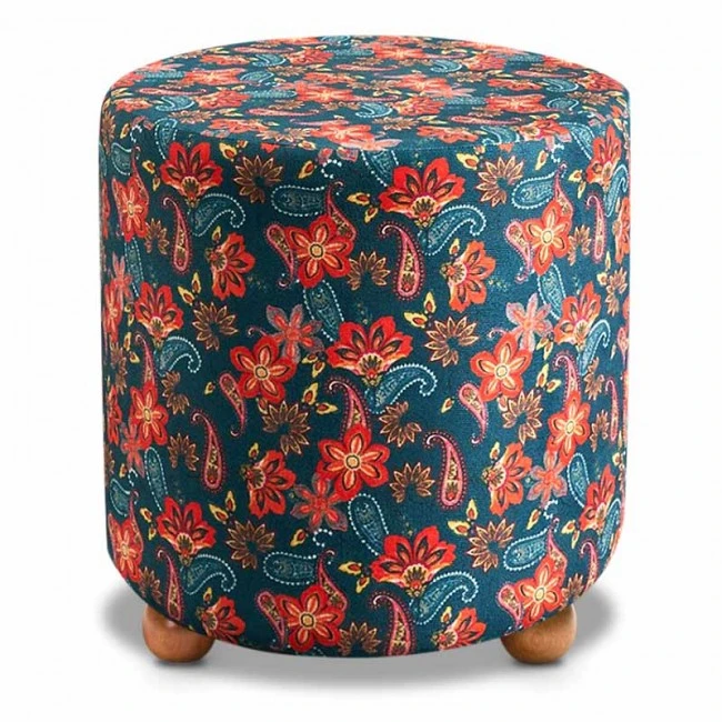 Nergis Megapap cylinder fabric stool in multicolor color 40x40x40cm.