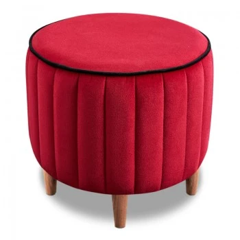 Lindy Megapap velvet stool in red color 40x40x40cm.