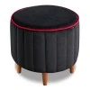 Lindy Megapap velvet stool in black color 40x40x40cm.