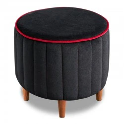 Lindy Megapap velvet stool in black color 40x40x40cm.