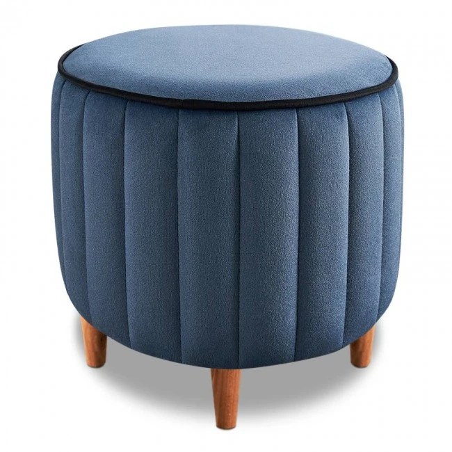 Lindy Megapap velvet stool in blue color 40x40x40cm.