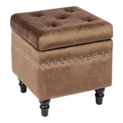 Loko stool with storage space and velure fabric in brown - black 37x37x40cm.