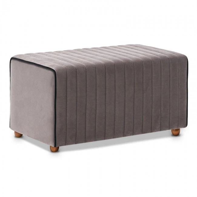 Mabel Megapap velvet stool in grey color 80x40x40cm.