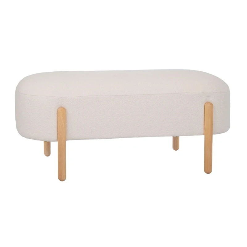 LENGTHY STOOL WITH CREAM CUSHION AND WOODEN LEGS 108X41X48CM