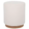 CIRCLE STOOL WITH CREAM CUSHION ON WOODEN BASE 41X41X44CM