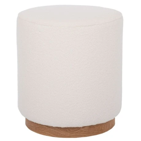 CIRCLE STOOL WITH CREAM CUSHION ON WOODEN BASE 41X41X44CM
