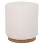 CIRCLE STOOL WITH CREAM CUSHION ON WOODEN BASE 41X41X44CM
