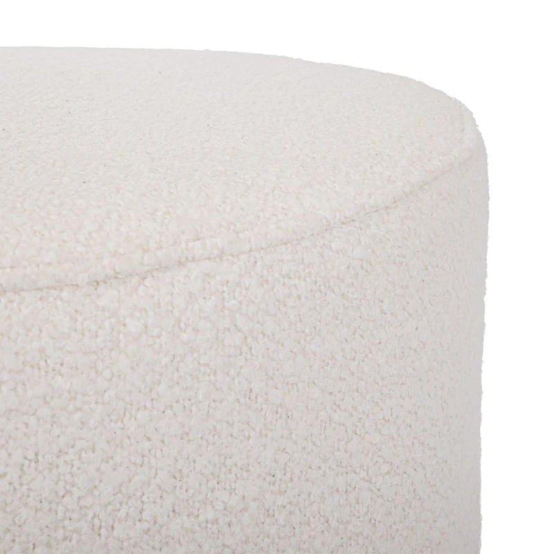 CIRCLE STOOL WITH CREAM CUSHION ON WOODEN BASE 41X41X44CM