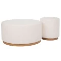 CIRCLE STOOL WITH CREAM CUSHION ON WOODEN BASE 41X41X44CM