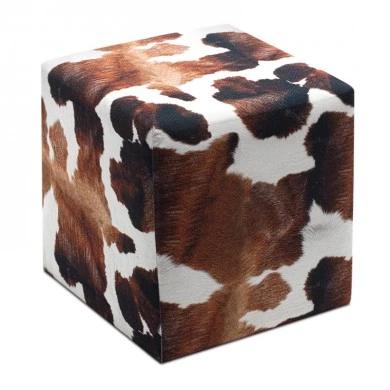 Milky Megapap  fabric stool in brown - white color 40x40x40cm.