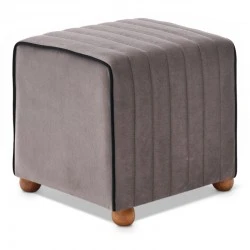 Mona Megapap velvet stool in grey color 40x40x40cm.