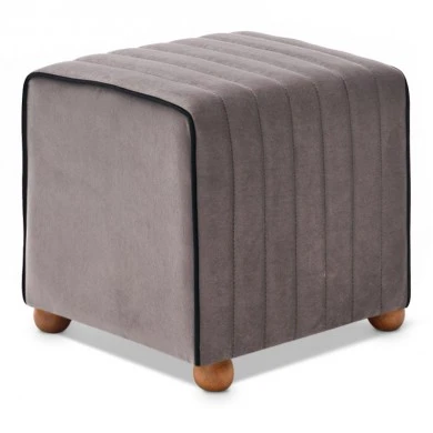 Mona Megapap velvet stool in grey color 40x40x40cm.