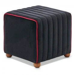 Mona Megapap velvet stool in black color 40x40x40cm.