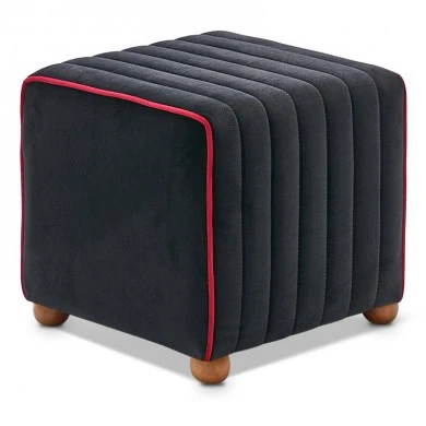 Mona Megapap velvet stool in black color 40x40x40cm.