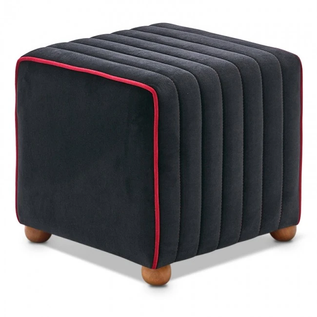 Mona Megapap velvet stool in black color 40x40x40cm.