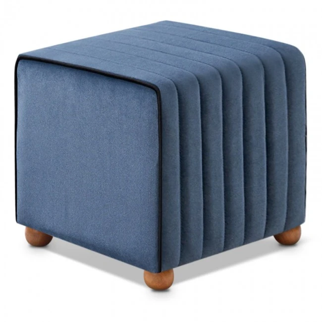 Mona Megapap velvet stool in blue color 40x40x40cm.