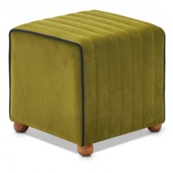 Mona Megapap velvet stool in green color 40x40x40cm.