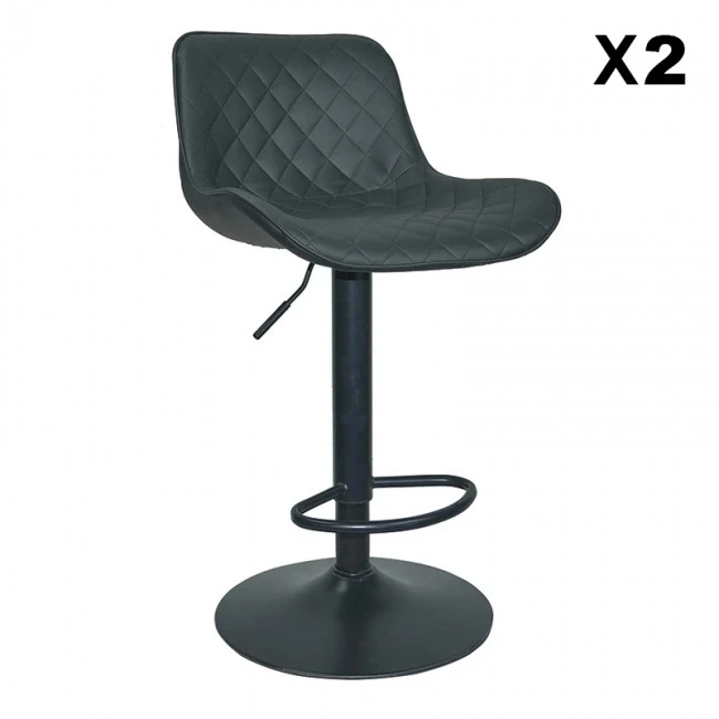 Σκαμπό Μπάρ 2τμχ Bar94 Black Pu 48x50x107.5εκ.