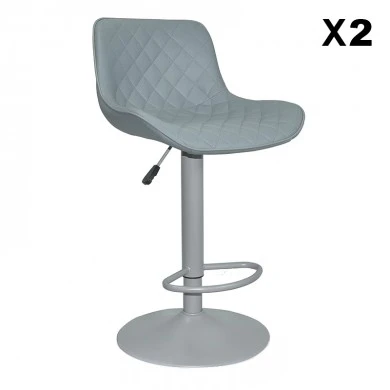 Σκαμπό Μπάρ 2τμχ Bar94 Grey Pu 48x50x107.5εκ.