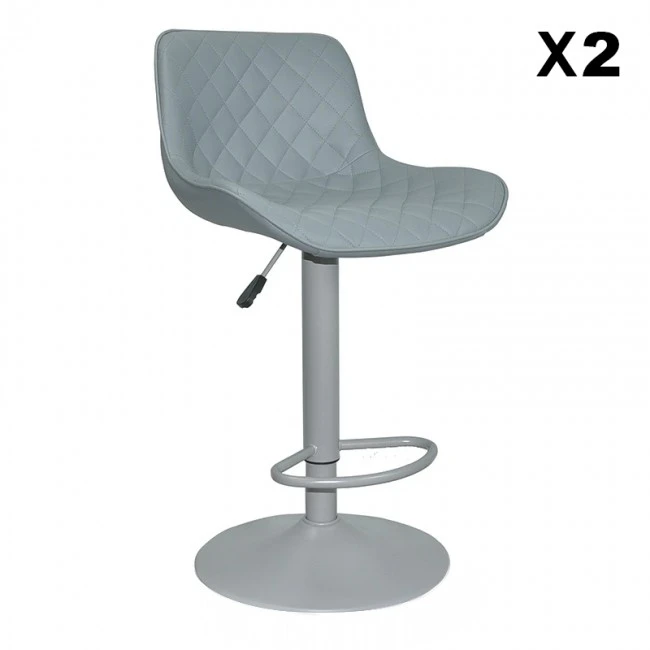 Σκαμπό Μπάρ 2τμχ Bar94 Grey Pu 48x50x107.5εκ.