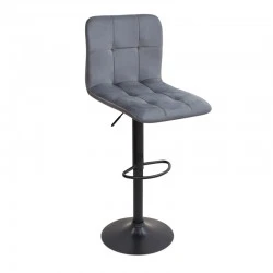 Carmelo Megapap bar stool with adjustable height made of velvet grey color 45x42x90/113cm. Carmelo Megapap bar stool with adjustable height made of velvet grey color 45x42x90/113cm.