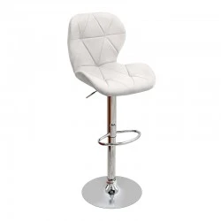 Dolores Megapap bar stool with adjustable height made of pu leather in white color 45.5x38x89/109cm.