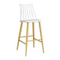 Lavida bar stool with metallic legs and Pp coating in white color 43x49x107cm.
