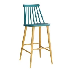 Lavida bar stool with metallic legs and Pp coating in blue color 43x49x107cm.