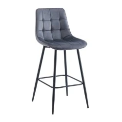 MYRIAM Bar Stool Metal Black/Fabric Velure Dark Grey