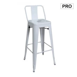 Σκαμπό μπαρ Relix Pro με πλάτη μεταλλικό χρώμα λευκό 43x43x100εκ.
