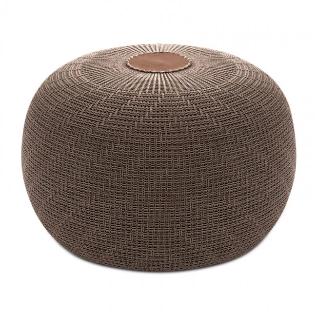 Stool - Pouf Knit Megapap knitted brown color Φ47x35cm.