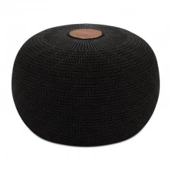 Stool - Pouf Knit Megapap knitted black color Φ47x35cm.