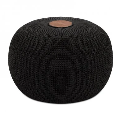 Stool - Pouf Knit Megapap knitted black color Φ47x35cm.