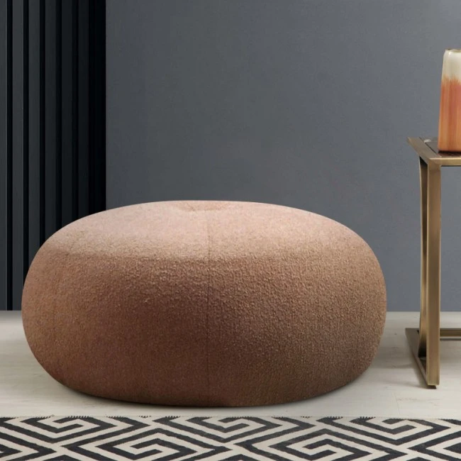 Tina Megapap pouf fabric color cappuccino Φ55x35cm.