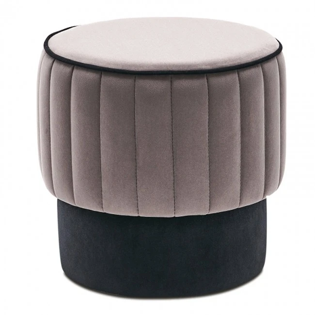 Rose Megapap velvet stool in grey color 40x40x40cm.
