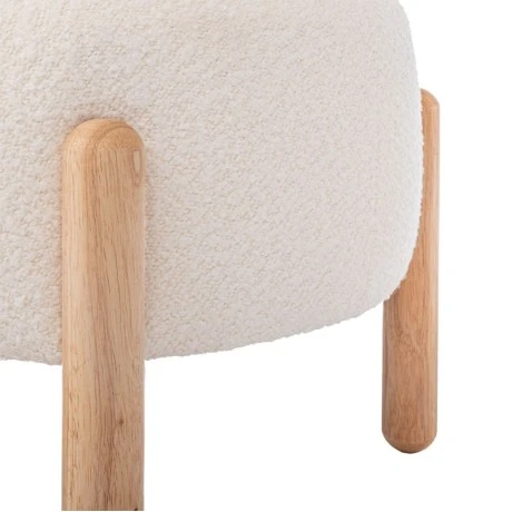 CIRCLE STOOL WITH CREAM CUSHION WITH WOODEN LEGS 45X45X36CM