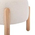 CIRCLE STOOL WITH CREAM CUSHION WITH WOODEN LEGS 45X45X36CM