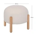 CIRCLE STOOL WITH CREAM CUSHION WITH WOODEN LEGS 45X45X36CM