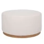 CIRCLE STOOL WITH CREAM CUSHION ON WOODEN BASE 80X80X41CM