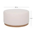 CIRCLE STOOL WITH CREAM CUSHION ON WOODEN BASE 80X80X41CM