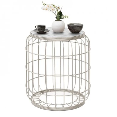 Muller Megapap metallic - Mdf stool - side table in white color 35x35x47cm.