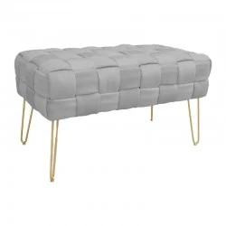 Ottoman Wenzo pakoworld grey velvet 82x43x46cm