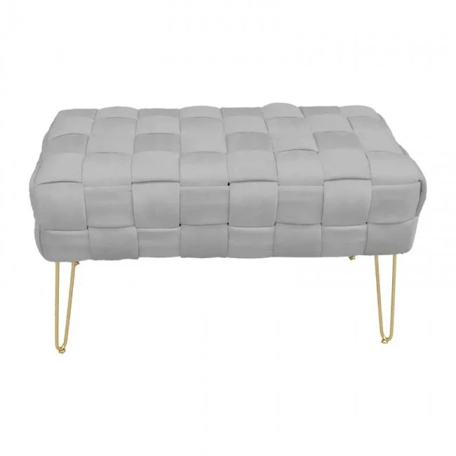 Ottoman Wenzo pakoworld grey velvet 82x43x46cm