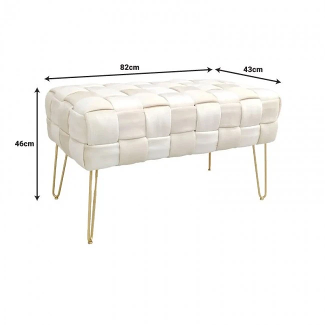 Ottoman Wenzo pakoworld beige velvet 82x43x46cm