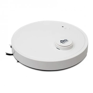Rechargeable sweeping robot in white color 25x25x5cm.