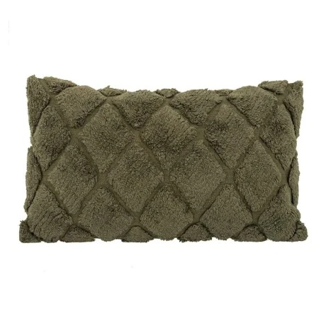 COTTON FABRIC FILLED CUSHION DARK GREEN COLOR 50X33CM