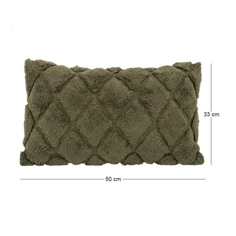 COTTON FABRIC FILLED CUSHION DARK GREEN COLOR 50X33CM