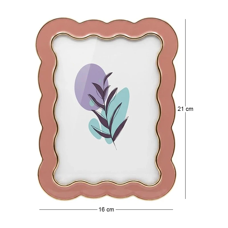 SALMON WITH GOLD COVER METAL PHOTO FRAME WITH LIQUID GLASS EFFECT 20X15CM